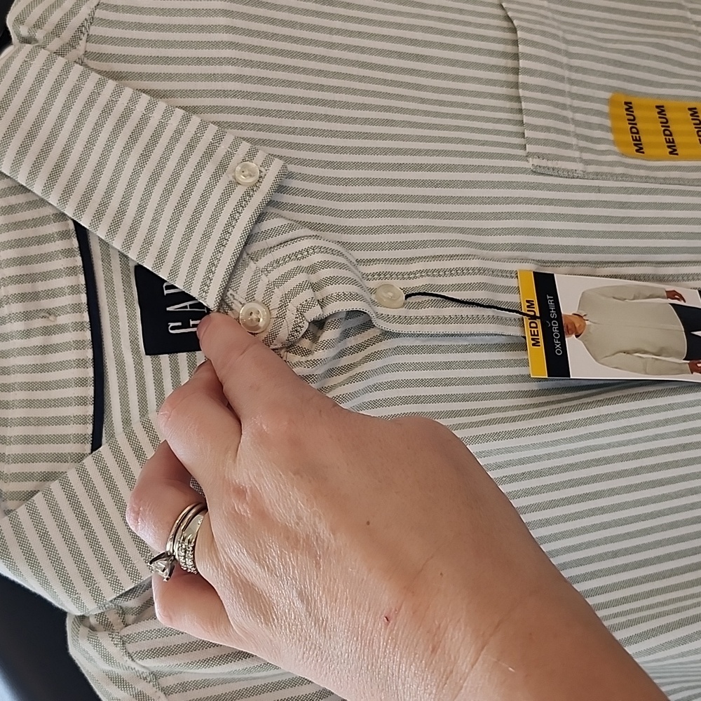Gap striped Green Men's Shirt, medium - Picture 2 of 10